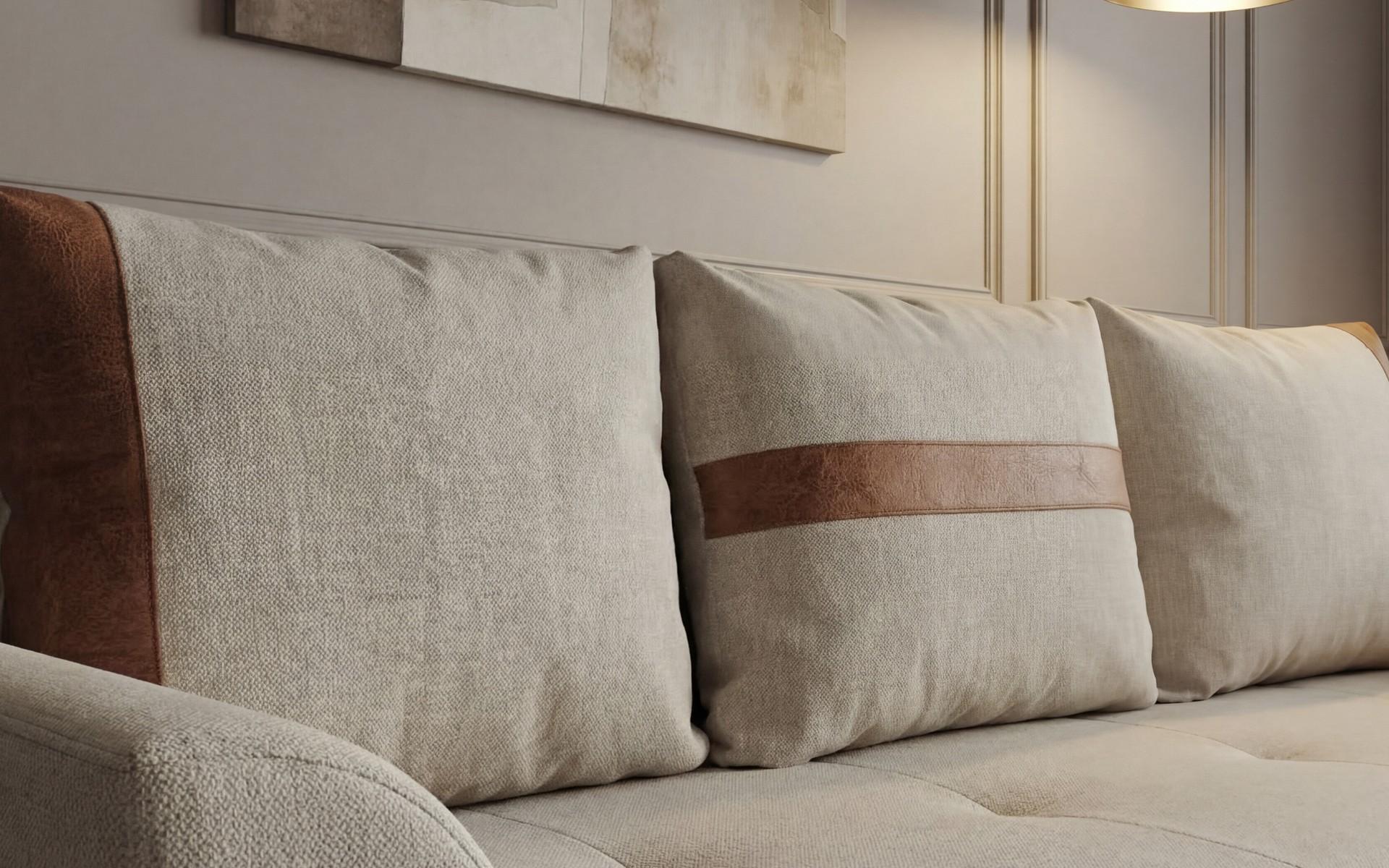 Canapea extensibila cu trei locuri Modus, ecru + portocaliu  5